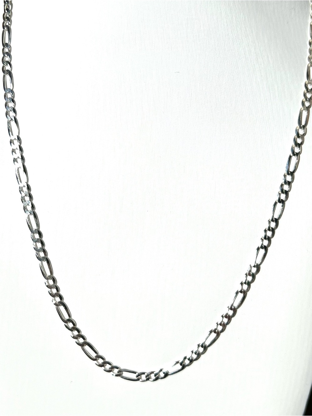 Solid Sterling Silver 4mm Thick Figaro 22” Chain